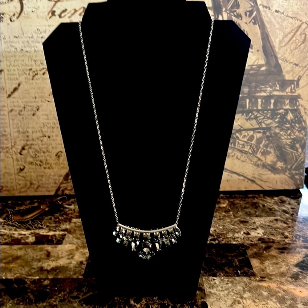 Elegant Silver Necklace with Black Accents